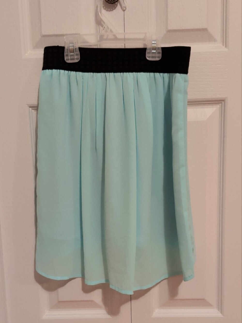 Light Blue Skirt with Black Waistband - Picture 2 of 3